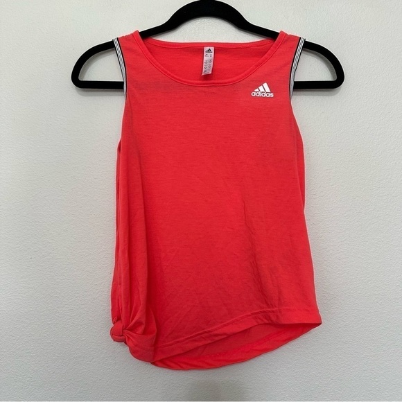Adidas neon pinky orange tie side running tank top size XS extra small women’s - Picture 1 of 3